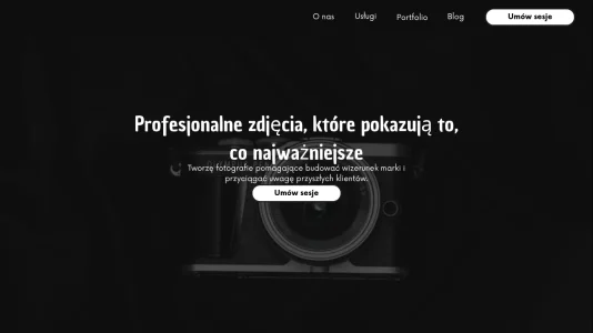 Sekcja głowka strony dla fotografa